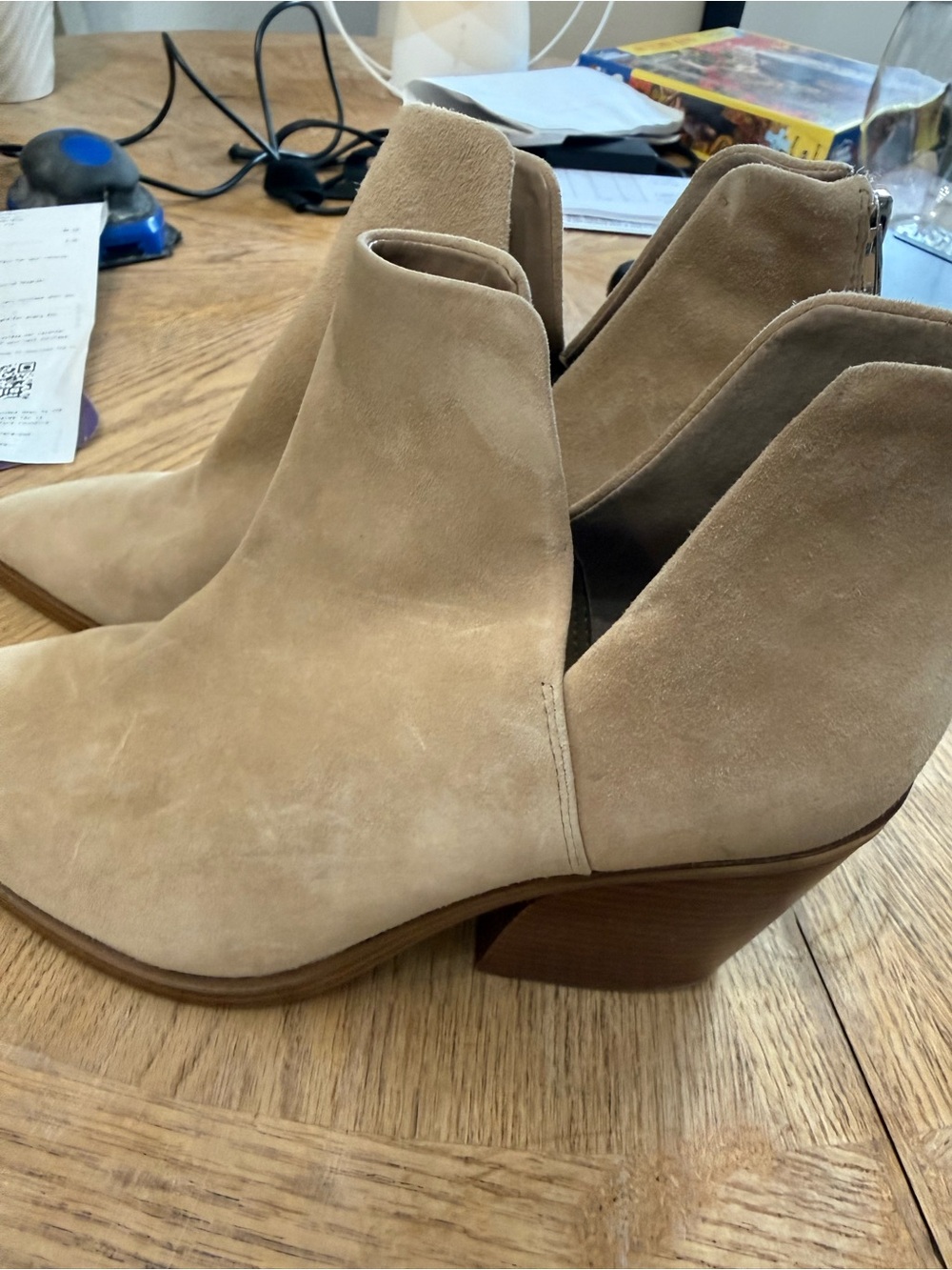 Vince Camuto Beige Suede Ankle Booties
